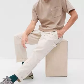 Футболка из хлопка с карманом Gap, бежевый