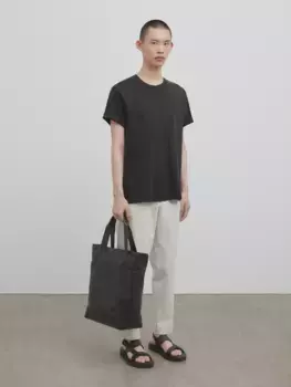 Футболка из хлопка с коротким рукавом relaxs fit - studio Massimo Dutti, черный