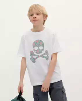 Футболка из хлопка с короткими рукавами для мальчиков Scalpers, белый