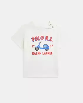 Футболка из хлопка с короткими рукавами для мальчика Polo Ralph Lauren, белый
