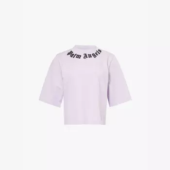 Футболка из хлопка с короткими рукавами и принтом логотипа Palm Angels, сиреневый
