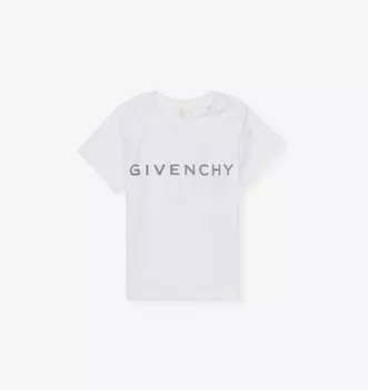 Футболка из хлопка с короткими рукавами и принтом логотипа 12-36 месяцев Givenchy, белый