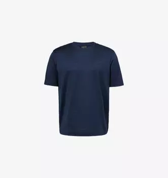 Футболка из хлопка с круглым вырезом и монограммным узором Emporio Armani, синий