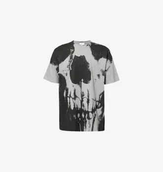 Футболка из хлопка с круглым вырезом и вышитым черепом Alexander Mcqueen, мультиколор