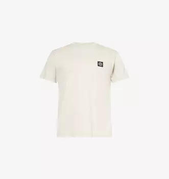 Футболка из хлопка с круглым вырезом и логотипом-нашивкой Stone Island, желтый