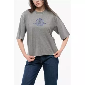 Футболка из хлопка с круглым вырезом и принтом-логотипом Off-White, Gray