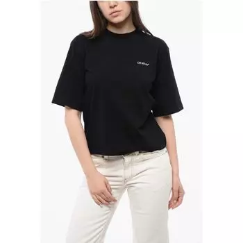 Футболка из хлопка с круглым вырезом и цветочным узором на спине Off-White, Black