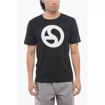 Футболка из хлопка с круглым вырезом и контрастным принтом Acne Studios, Black