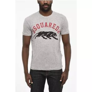 Футболка из хлопка с круглым вырезом и принтом спереди Dsquared2, Gray