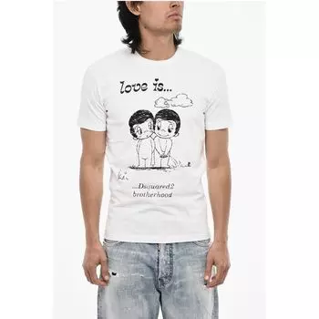 Футболка из хлопка с круглым вырезом и тисненым принтом Dsquared2, Black and White