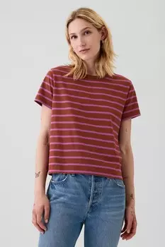 Футболка из хлопка с круглым вырезом, винтажная, севшая Gap, красный