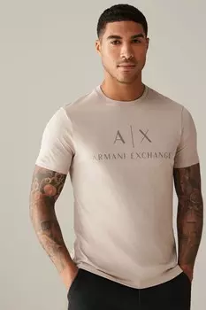 Футболка из хлопка с логотипом Armani Exchange, серый