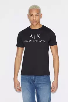 Футболка из хлопка с логотипом Armani Exchange, черный