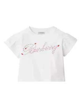 Футболка из хлопка с логотипом Burberry Kids Laces, белый