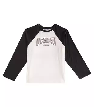 Футболка из хлопка с логотипом Dolce&Gabbana Kids, цвет variante abbinata