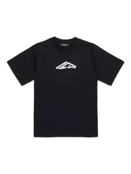 Футболка из хлопка с логотипом DSQUARED2 KIDS, черный