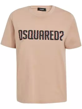 Футболка из хлопка с логотипом DSQUARED2, нейтральный цвет