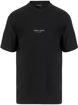 Футболка из хлопка с логотипом Giorgio Armani, черный