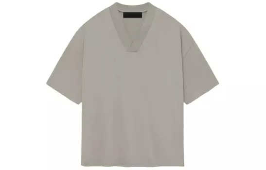 Футболка из хлопка с логотипом и V-образным вырезом Fear Of God Essentials, цвет Seal