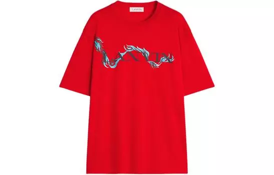 Футболка из хлопка с логотипом Lanvin, красный