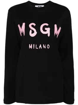 Футболка из хлопка с логотипом MSGM, черный