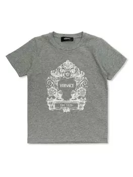 Футболка из хлопка с логотипом Versace Kids, серый