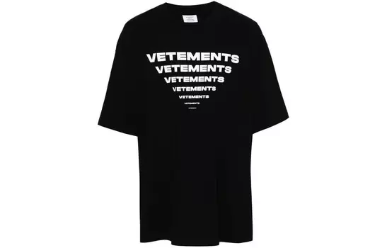 Футболка из хлопка с логотипом Vetements, черный