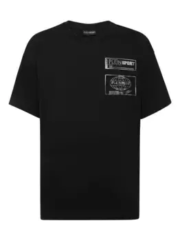 Футболка из хлопка с металлическим логотипом Plein Sport, черный