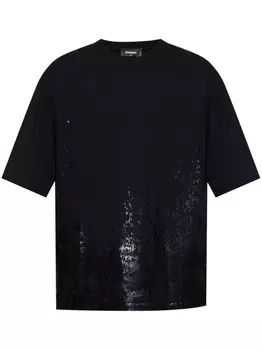 Футболка из хлопка с металлическим принтом DSQUARED2, черный