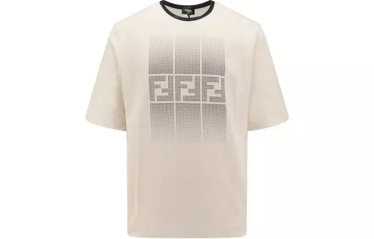 Футболка из хлопка с мотивом FF Fendi, кремовый