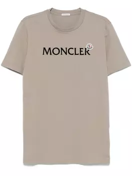 Футболка из хлопка с набивным логотипом Moncler, серый