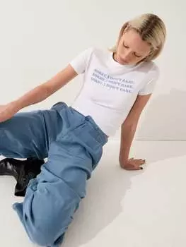 Футболка из хлопка с надписью con Stampa B.Angel, цвет white/blue