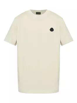 Футболка из хлопка с нашивкой-логотипом Moncler, нейтральный