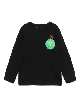Футболка из хлопка с нашивкой-логотипом Stella McCartney Kids, черный
