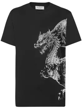 Футболка из хлопка с отделкой стразами от Philipp Plein, черный