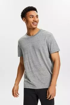 Футболка из хлопка с овальным вырезом Esprit, серый