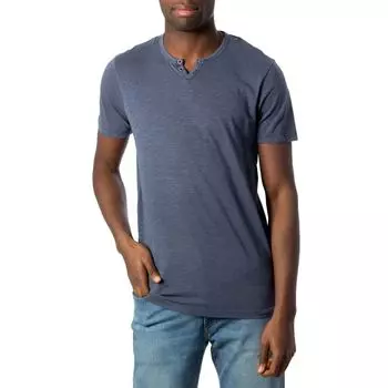Футболка из хлопка с пламенным узором светло-голубого цвета Jack & Jones