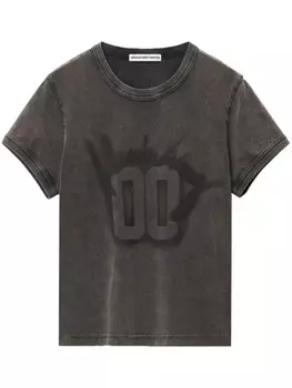 Футболка из хлопка с принтом Alexander Wang, серый