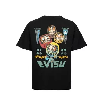 Футболка из хлопка с принтом «Дарума» Evisu, серый/синий