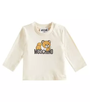 Футболка из хлопка с принтом для малышей Moschino Kids, бежевый