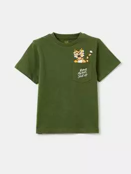 Футболка из хлопка с принтом и карманом Ovs, цвет army green