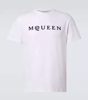 Футболка из хлопка с принтом логотипа McQueen, White/Black