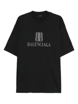 Футболка из хлопка с принтом логотипа Nano BB BALENCIAGA, черный