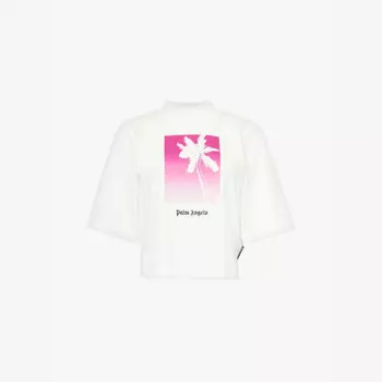Футболка из хлопка с принтом логотипа Palm-Tree Palm Angels, белый