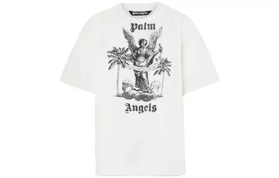 Футболка из хлопка с принтом-лозунгом Palm Angels, белый