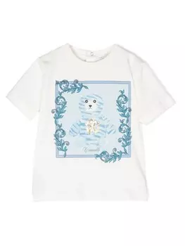 Футболка из хлопка с принтом медведя Roberto Cavalli Junior, белый