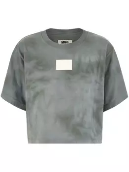 Футболка из хлопка с принтом MM6 Maison Margiela, серый