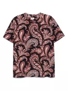 Футболка из хлопка с принтом пейсли ETRO, синий
