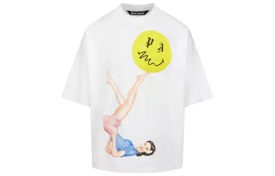 Футболка из хлопка с принтом Pin Up Palm Angels, белый