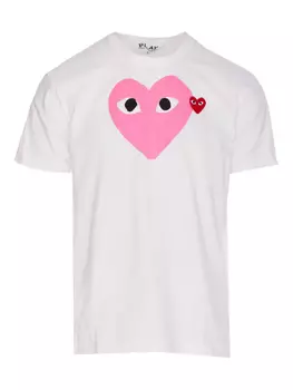 Футболка из хлопка с принтом в виде сердца Comme Des Garons Play, белый
